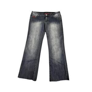 Seduction Jeans Women's Size 13 Bootcut Distressed Denim Red Accent Pockets